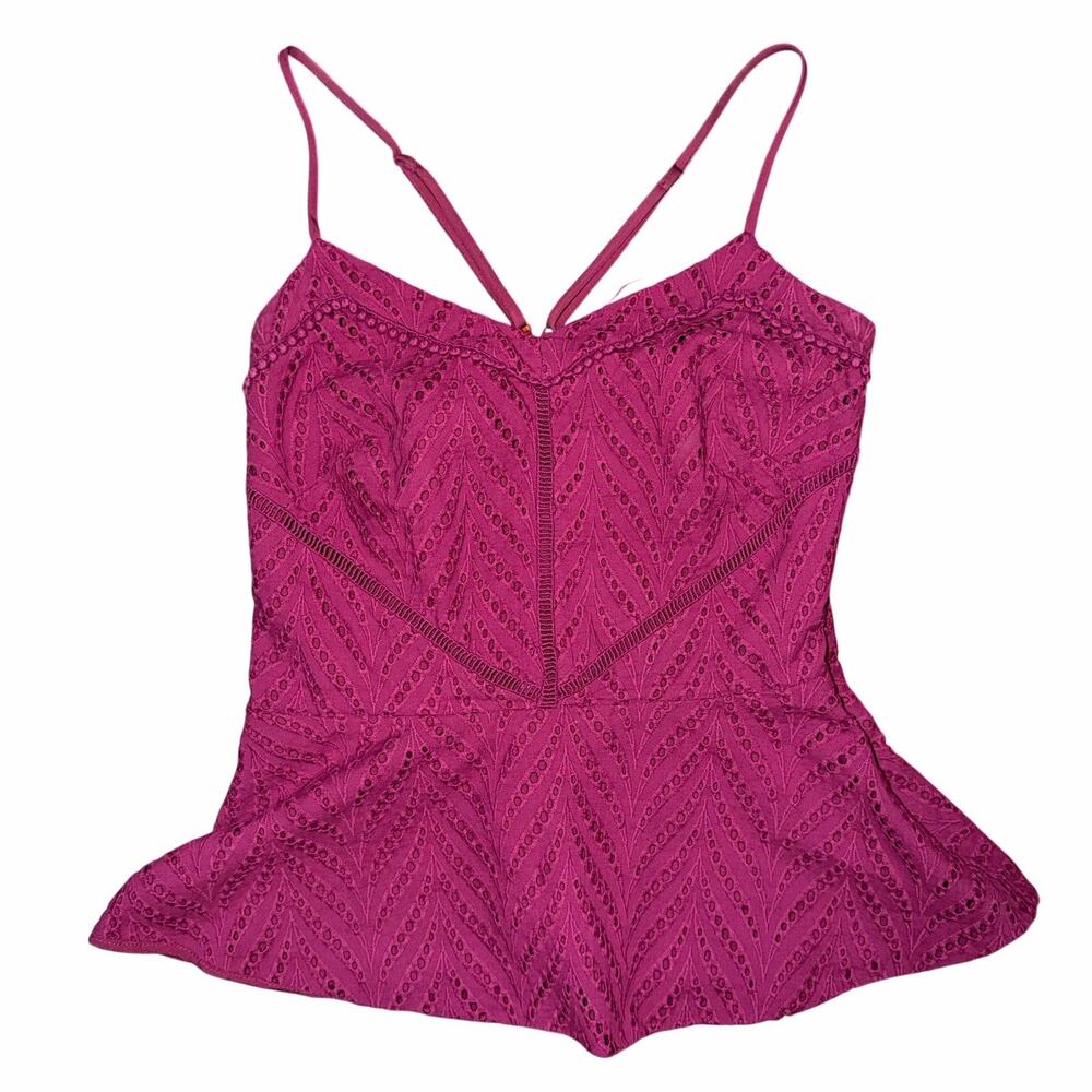 WHBM Eyelet Lace Sleeveless Tank Smocked Back Boho Romantic